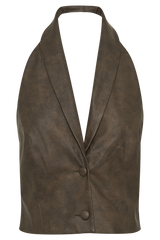 Myka Vintage Faux Leather Vest - Vintage Chocolate