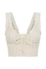 Morgan Mesh And Lace Sleeveless Top - Ivory