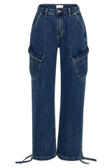 Thelma Relaxed Denim Cargo Pants - Dark Blue