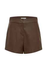 Ingrid Faux Leather Shorts - Dark Brown