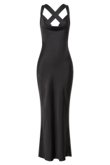 Caellie Satin Cowl Maxi Dress - Black