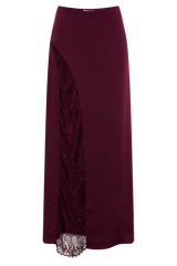Luella Satin Lace Maxi Skirt - Plum