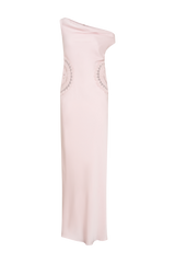 Kristina Satin Maxi Dress With Crochet - Pale Pink